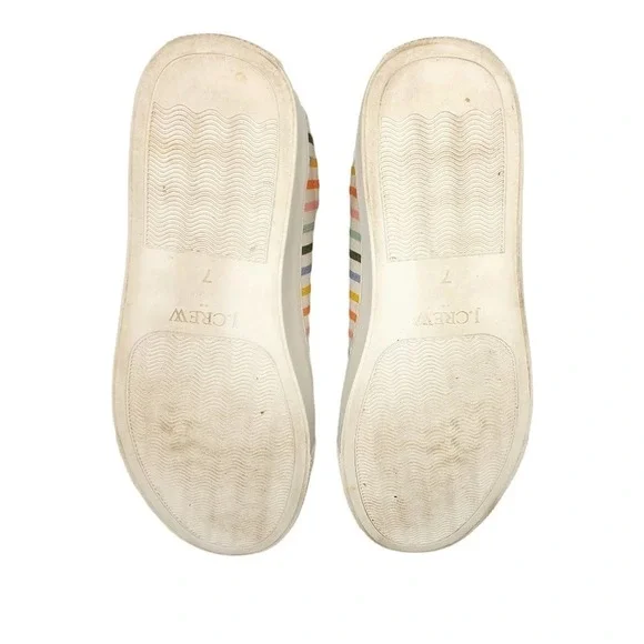 Euc J Crew Rainbow Colorful Striped Canvas Sneaker Tennis Shoe Size 7 - Picture 5 of 5